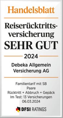 Handelsblatt Reiseruecktrittsversicherung Sehrgut 2024