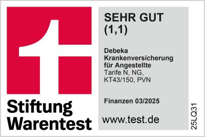 Testsiegel Stiftung Warentest: private Krankenversicherung für Angestellte mit der Note sehr gut